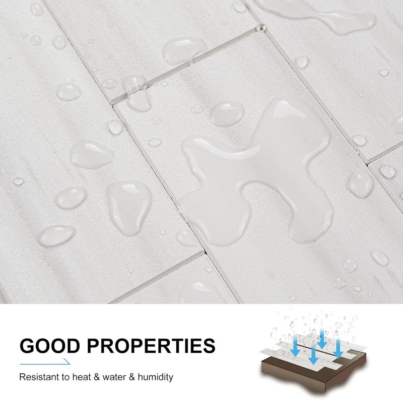 V-MOZZA Peel and Stick Backsplash, 20-Sheet Peel and Stick Wall Tiles 13.5" x 5.8" PVC Subway Tile Stick on Backsplash for Kitchen Fireplace (Italian White Marble) - Image 3